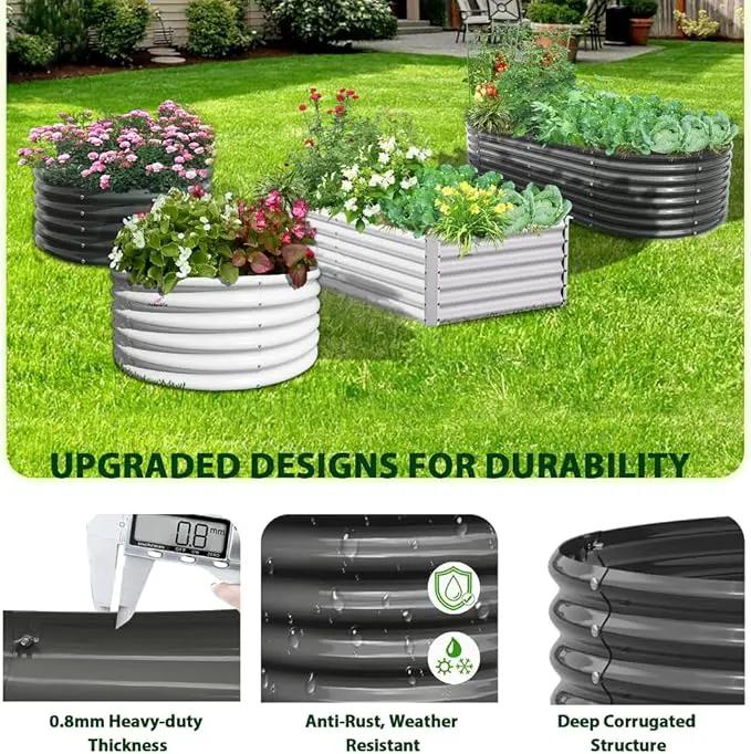 A ANLEOLIFE 8x4x2ft Galvanized Raised Garden Bed Kit, Oval Metal Deep Root Planters for Outdoor Plants Vegetables Flowers Herb, Large Bottomless, 478 Gallon Capacity- Quartz Grey by GreenHaven Gardens