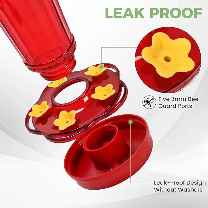 Hummingbird Feeder 2pack-14Ounces，5 Feeding Ports Glass Hummingbird feeders for Outdoors,Wide Mouth for Easy Filling/Cleaning，Hanging for Garden Backyard Decor, Includes Ant Moat (Red) by GreenHaven Gardens