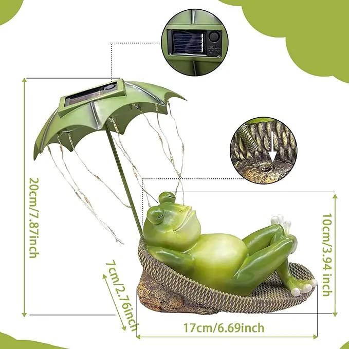 Frogs Garden Outdoor Decor Statue - Solar Frog Umbrella Pond Statues LED Waterproof, Resin Cute Animal Sculpture Lights, Ideal Ornament for Yard Lawn Patio, Women/Gardening Decoration Gifts by GreenHaven Gardens