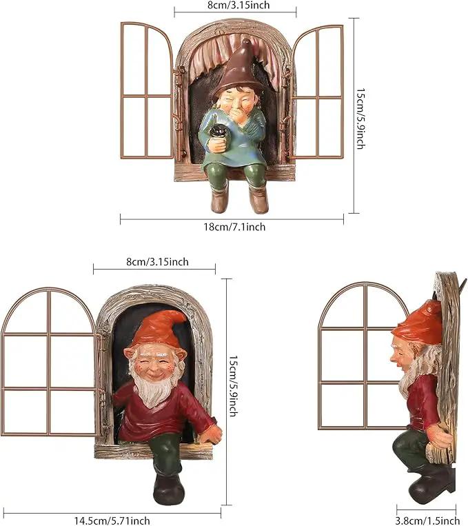2 Pieces Garden Gnome Statue Elf Out The Door Tree Hugger Garden Peeker Yard Art Tree Sculpture Gnome Decoration Outdoor for Patio Yard Lawn Porch Ornament (Classic Style) by GreenHaven Gardens
