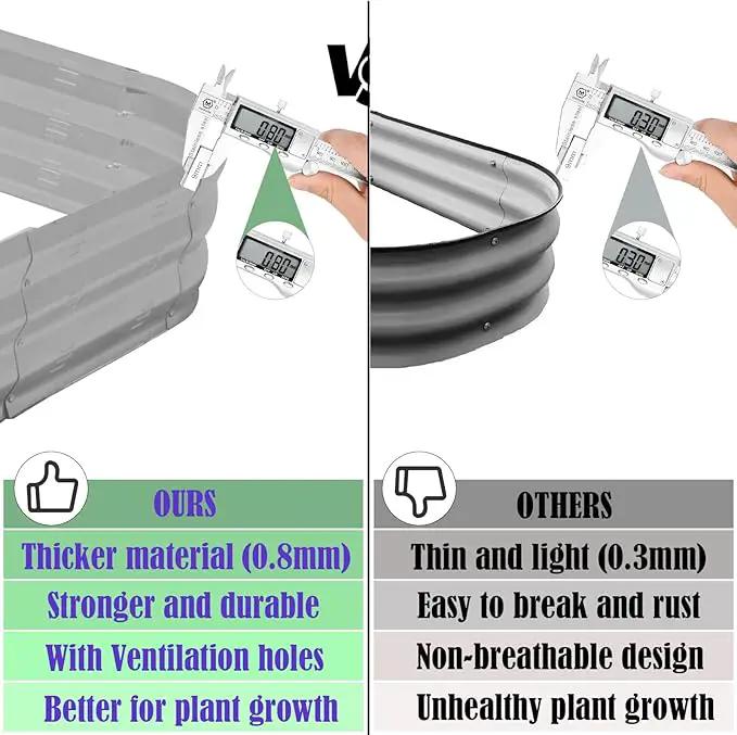 Galvanized Raised Garden Bed Kit, Large Metal Raised Garden Beds for Vegetables, Galvanized Planter Raised Garden Boxes Outdoor (Silver) by GreenHaven Gardens