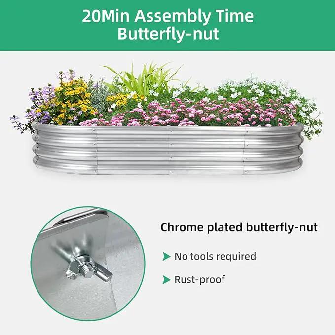 6x3x1ft Thickening Galvanized Raised Garden Bed, Planter Box for Outdoor, Oval Larger Space Garden Bed Planter for Herbs, Vegetables, Fruits by GreenHaven Gardens