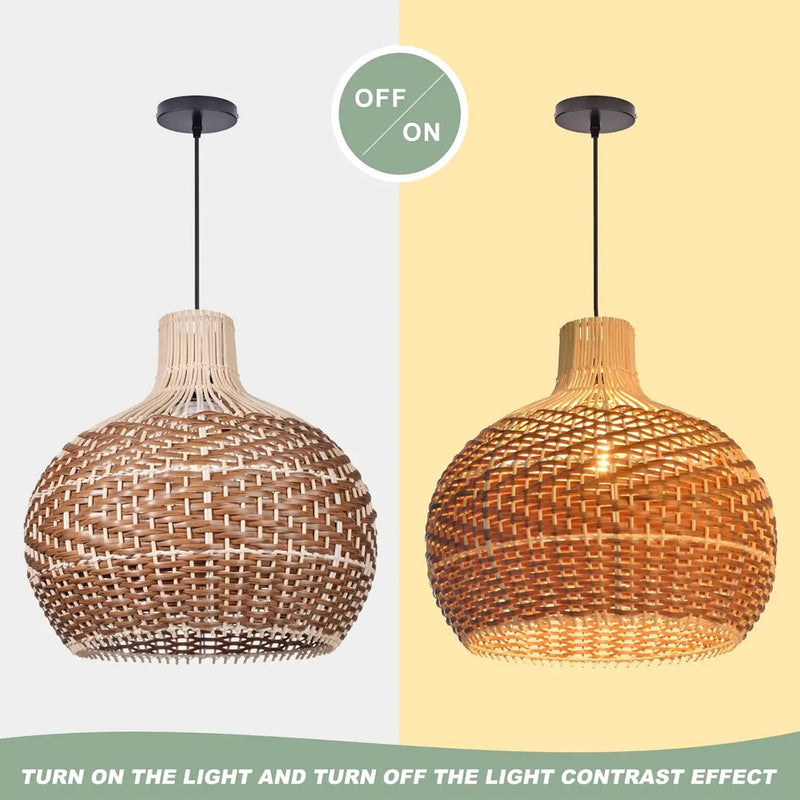 Arturesthome Rattan Pendant Lights, Wicker Chandelier Boho Basket Lighting Fixture, Natural Woven Hanging Lamp for Kitchen Island Sink Coffee by GreenHaven Gardens
