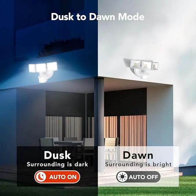 OREiN 3500LM/26W Flood Lights Outdoor, 240°/40FT Motion Sensor Outdoor Lights Dusk to Dawn Security Lights IP65 Waterproof 3 Modes for Outside 3500SQ.FT Front Door, Garage, White (Hardwired) by GreenHaven Gardens