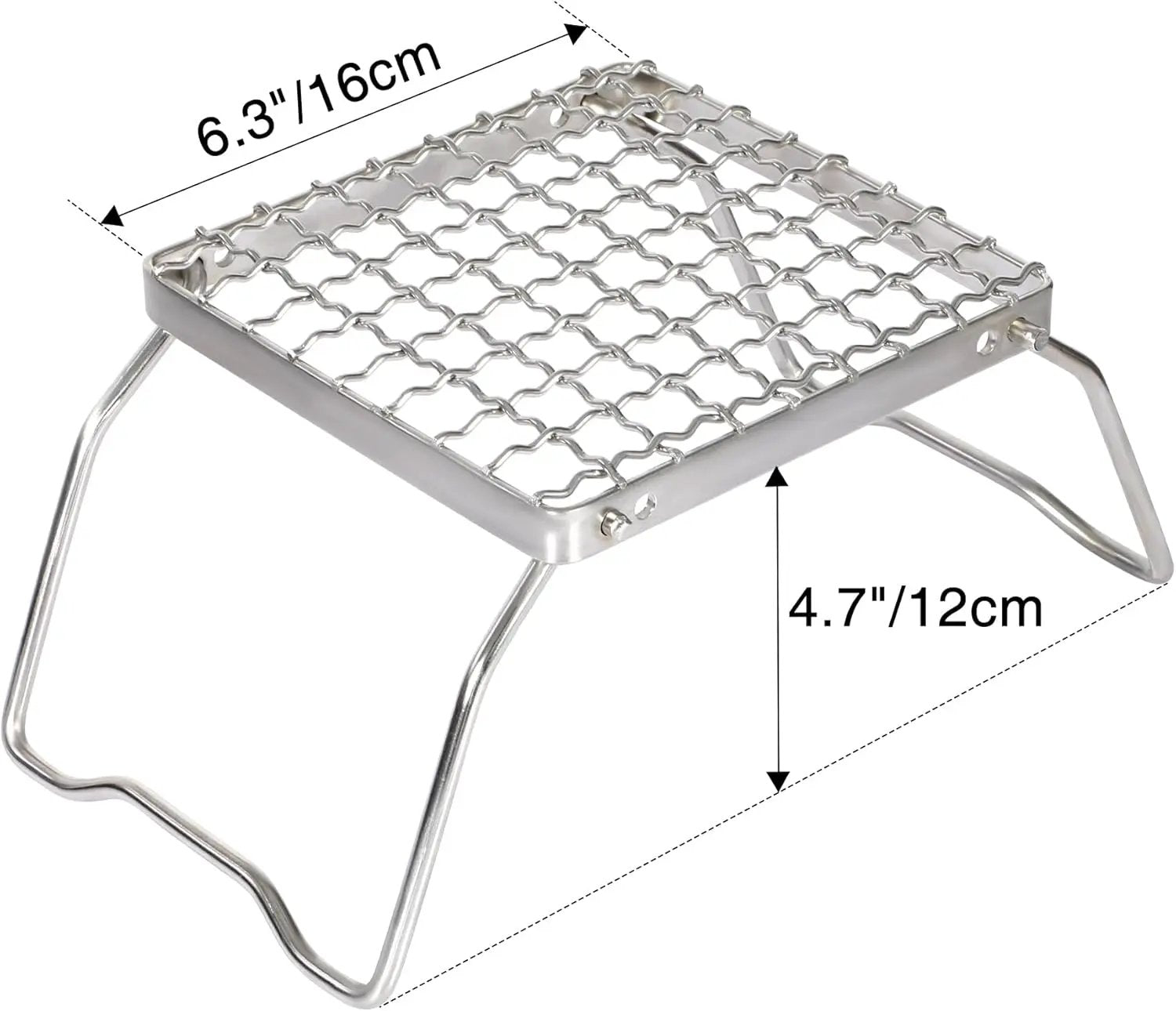 REDCAMP 6" Small Folding Campfire Grill, 304 Stainless Steel Firepit Grill Grate, Heavy Duty Portable Camping Grill with Carrying Bag for Outdoor Cooking Backpacking Hiking Picnics BBQ by GreenHaven Gardens