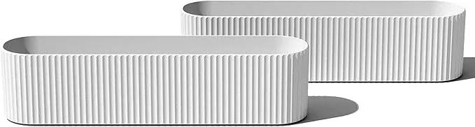 Veradek Demi Series Window Box Planter - Long Planter Box for Windowsill/Balcony | Durable Plastic-Stone Composite Material | Modern Décor for Flowers/Herbs by GreenHaven Gardens