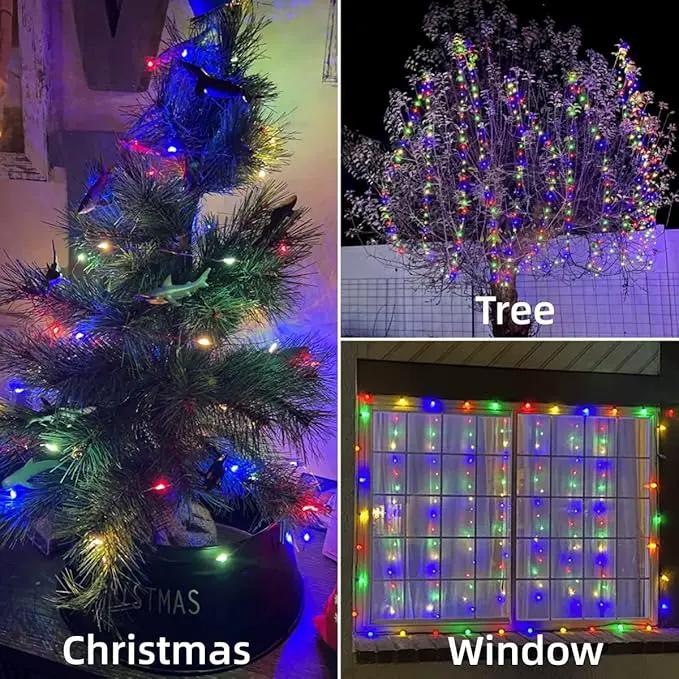 YEGUO Solar Fairy Lights Outdoor Waterproof, 4 Pack Each 33ft 100 LED String Lights, 8 Modes Silver Wire Twinkle Lights (Multicolor) by GreenHaven Gardens