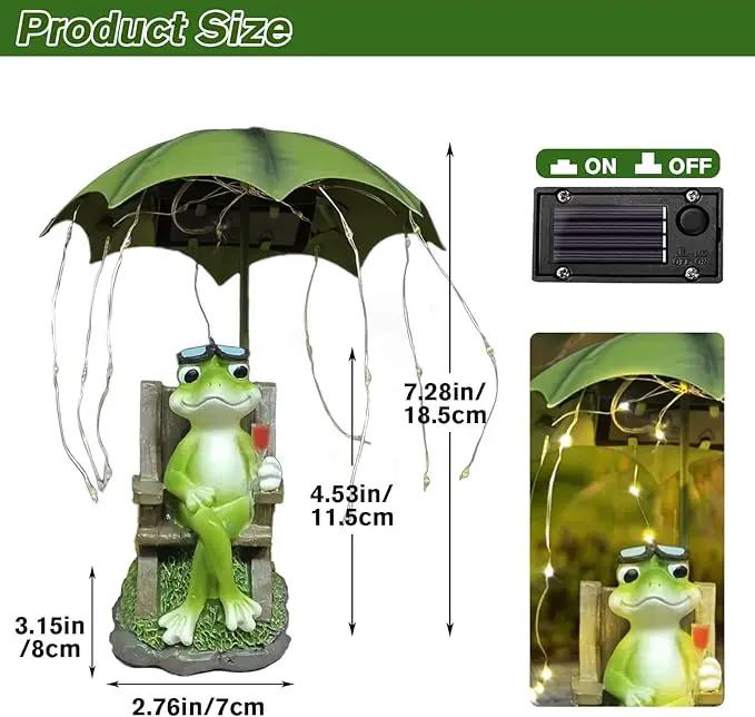 Solar Garden Frog Decor Statue Fairy Garden Accessories Outdoor Figurine LED Lights Art Housewarming Gift for Patio,Yard,Lawn Ornament Women Gardening Decoration Gifts by GreenHaven Gardens