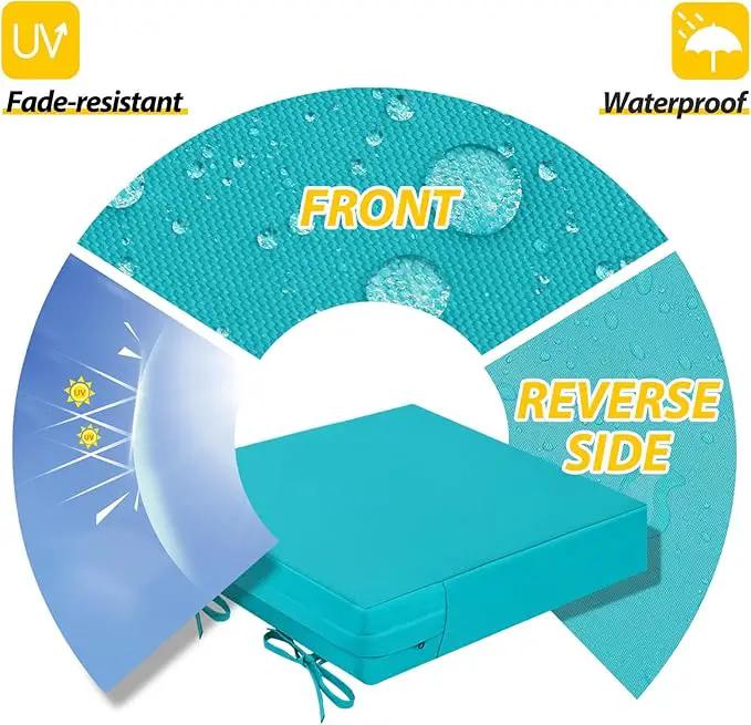 AAAAAcessories Outdoor Seat Cushions for Chairs, Waterproof, Fade-Resistant Patio Furniture Replacement Cushions, 21" x 21" x 4", Set of 2, Turquoise Blue by GreenHaven Gardens