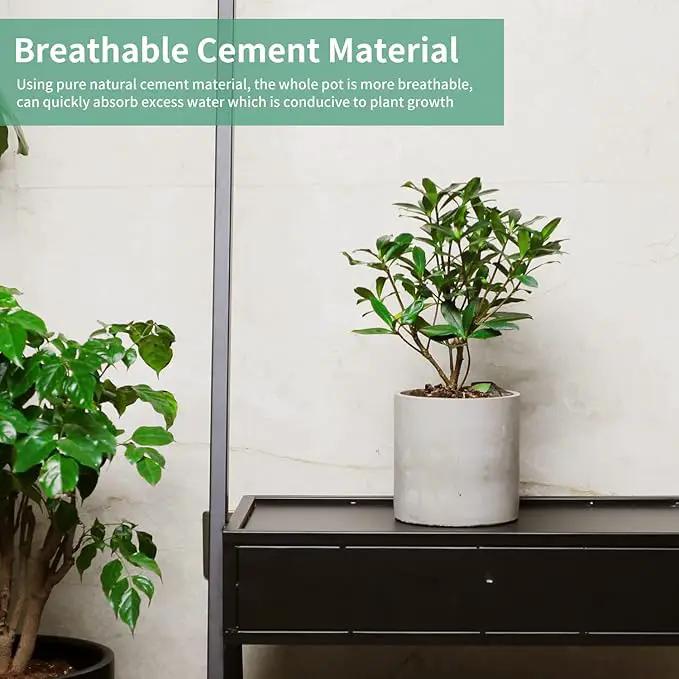 Mozing Cement Plant Pots Indoor - 10 inch Concrete Planter Pot for Planting - Modern Stone Clay Flower Pot with Drainage Hole for Garden, Home, Office Decor, Grey by GreenHaven Gardens