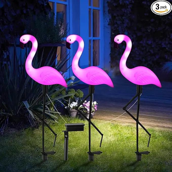 Flamingo Solar Lights,Outdoor Pink Flamingo Stake Light,Solar Powered Garden Lights,Yard Art Decor,Outdoor Garden Decorations,Outside Stick Lights,Outdoor Lights Waterproof (3pcs) by GreenHaven Gardens