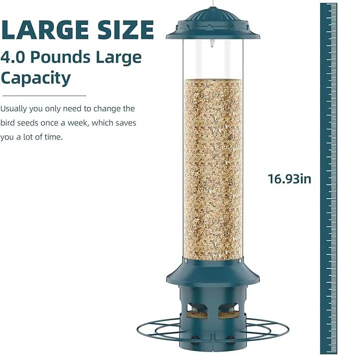 Bird Feeder,Metal Squirrel Proof Bird Feeders for Outdoors Hanging 4.0 LB Capacity,Easily Beat Squirrels,Attracting Finch,Cardinal,Chickadee by GreenHaven Gardens
