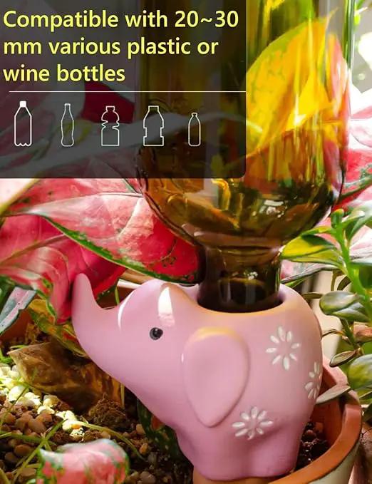 4 Pack Plant Watering Devices, Elephant Shape Terracotta Watering Spikes, Vacation Self Watering Planter Insert, Automatic Plant Waterer for Indoor Outdoor Plants by GreenHaven Gardens