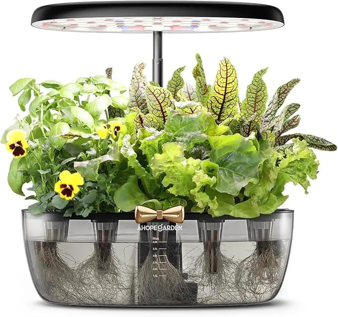 Ahopegarden Indoor Garden Hydroponics Growing System: 12 Pods Plant Germination Kit Garden Kit Growth Lamp Countertop with LED Grow Light Hydrophonic Planter Grower Harvest Vegetable Lettuce by GreenHaven Gardens
