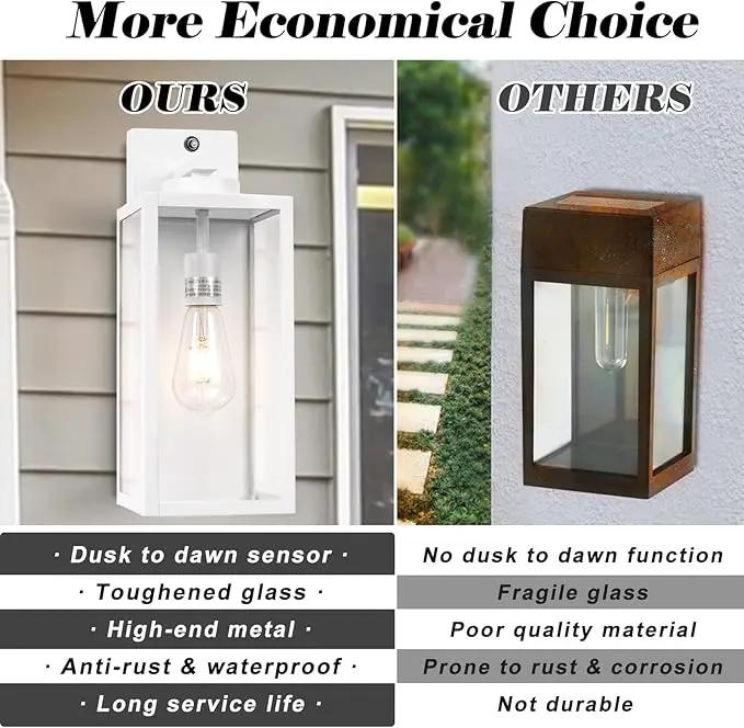 16-inch White Dusk to Dawn Outdoor Wall Light Fixtures, Exterior Waterproof Wall Lanterns, Large Porch Sconces Lighting, Modern Outside Lights for House Patio Front Door Entryway, 2-Packs by GreenHaven Gardens