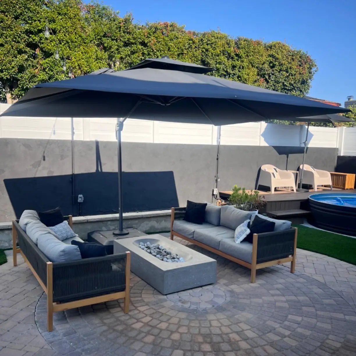 PURPLE LEAF 9' X 12' Patio Umbrella with Base Outdoor Rectangle Umbrella Large Cantilever Umbrella Heavy Duty Outdoor Market Umbrella for Garden Deck Backyard Pool Grey by GreenHaven Gardens