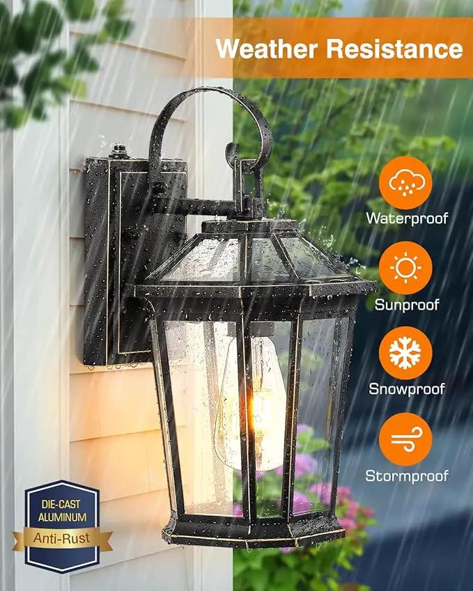VIANIS Dusk to Dawn Outdoor Wall Lighting, Black Waterproof Exterior Lighting Fixtures for House, 100% Anti-Rust Aluminum Modern Outside Coach Light Fixture Wall Mount for Porch, Garage, Front Door by GreenHaven Gardens