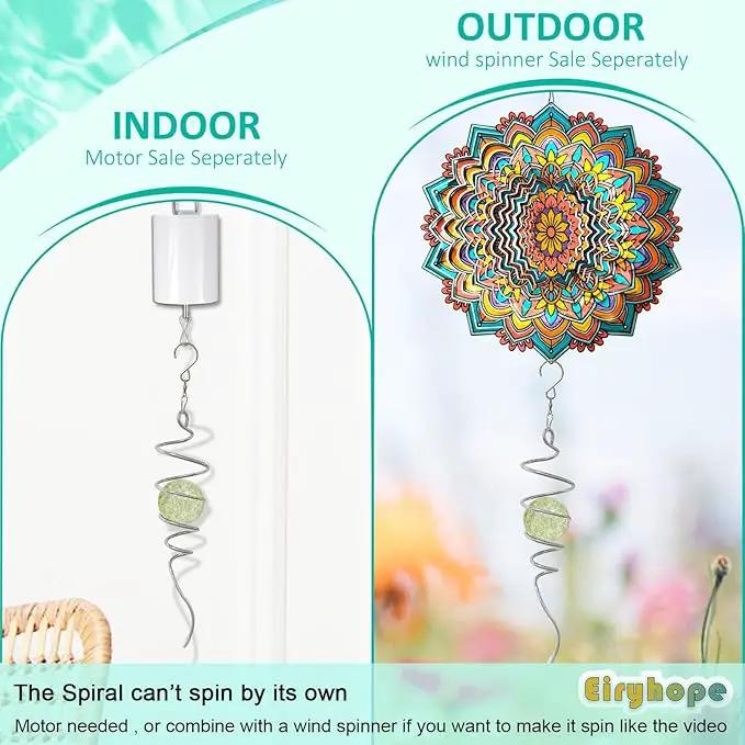 Glow in The Dark Gazing Ball Spiral Tail - Wind Spinner Stabilizer with Glow Glass Ball & Swivel Hook, Hanging Garden Decoration Sun Catcher Rainbow Maker Decor for lndoor Outdoor 13" Height by GreenHaven Gardens