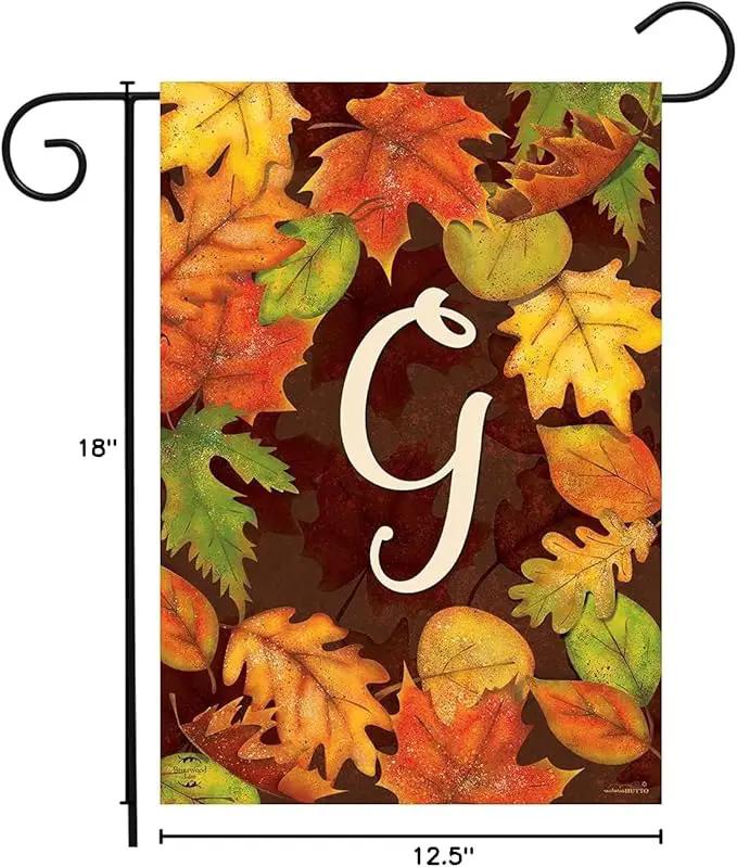 Briarwood Lane Fall Leaves Monogram Letter G Garden Flag by GreenHaven Gardens