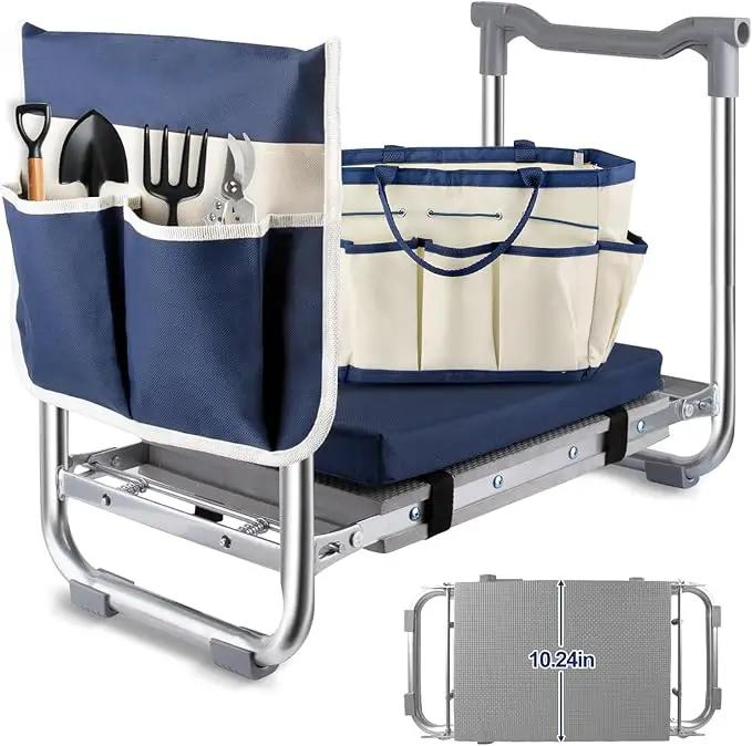 Garden Kneeler and Seat, Wider & Thicker Kneeling Pad Heavy Duty Foldable Garden Stool with Large Gardening Tool Pouch and Bag, Portable Garden Bench- Gardening Gifts for Women, Men, Seniors, Mom& Dad by GreenHaven Gardens