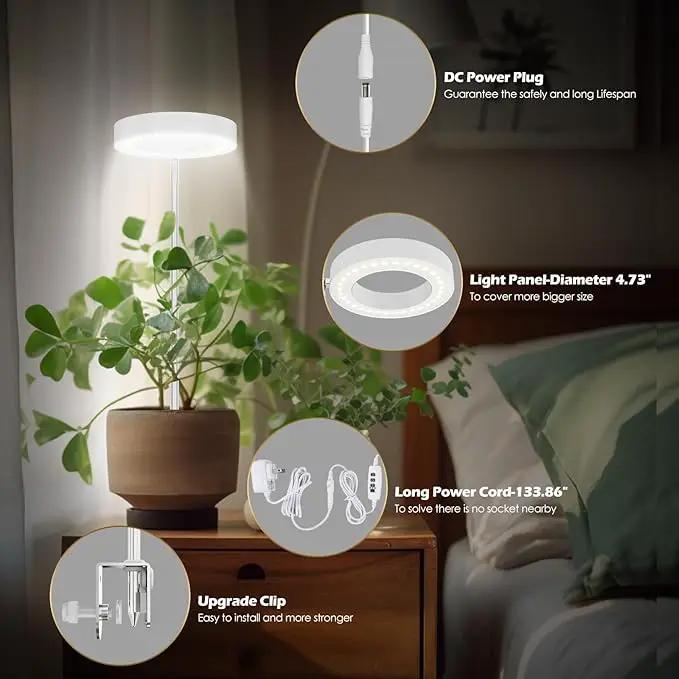 GLOWRIUM Grow Lights for Indoor Plants, Full Spectrum Plant Lights with Clip, Height Adjustable&3 Spectrum Mode, 3/9/12h Automatic Timer, 10 Dimmable Brightness, Mini Halo Grow Lights for Small Plant by GreenHaven Gardens