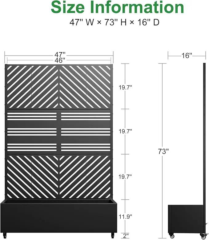 Casaphoria Metal Raised Garden Bed with Trellis and Wheels, 72"x47"x16" Planter Box for Climbing Plants, Vegetables & Vines, Features Drainage Holes and Privacy Screen, Black(Parallel&Harold) by GreenHaven Gardens