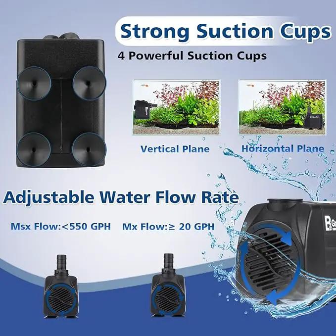 400GPH Submersible Water Pump, 25W Adjustable Ultra Quiet Fountain Pump with 4 Nozzles 6.8ft High Lift for Aquarium, Fish Tank, Pond, Waterfall, Outdoor, Hydroponics by GreenHaven Gardens