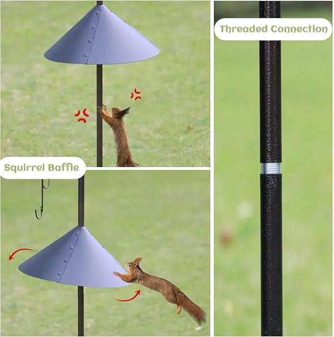Deluxe Bird Feeding Station Kit Bird Feeder Pole with Squirrel Baffle, Suet Cage, Bath Tray for Planter Hanger - Wildlife-Friendly Design by GreenHaven Gardens