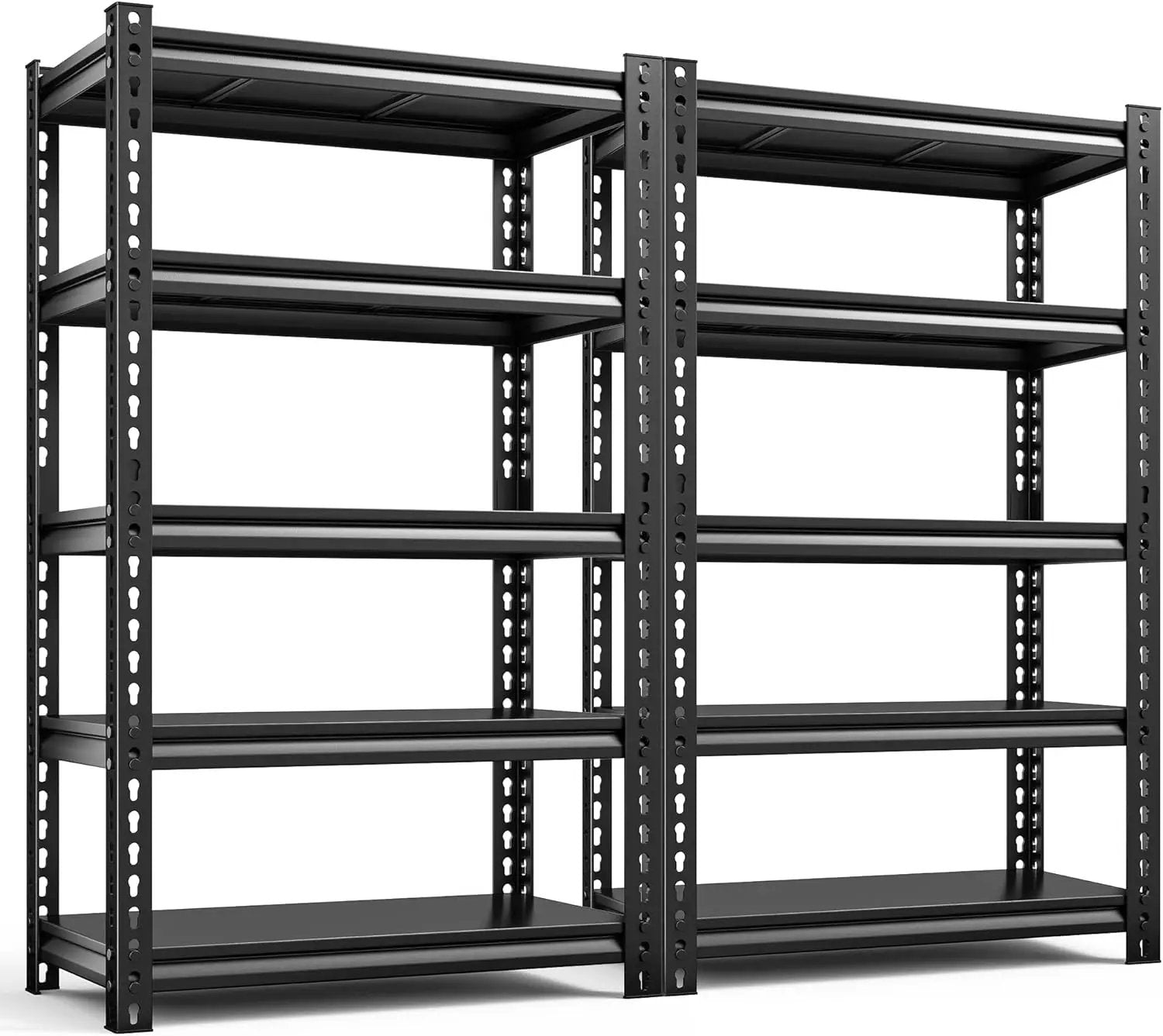 REIBII Storage Shelves, 2000LBS Garage Shelving Heavy Duty, 5 Tier Adjustable Metal Shelving for Garage, Warehouse, Pantry, Kitchen, Basement, 12" D x 27.5" W x 60" H, Black, 2Pack by GreenHaven Gardens