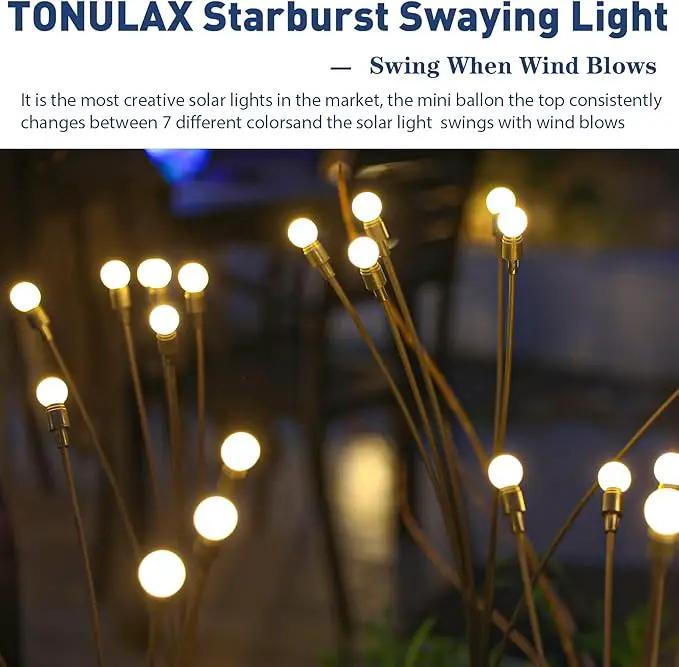 TONULAX Solar Garden Lights - Upgraded Solar Swaying Light, Sway by Wind, Outdoor Lights, Yard Patio Pathway Decoration, High Flexibility Iron Wire & Heavy Bulb Base, Warm White(8 Pack) by GreenHaven Gardens