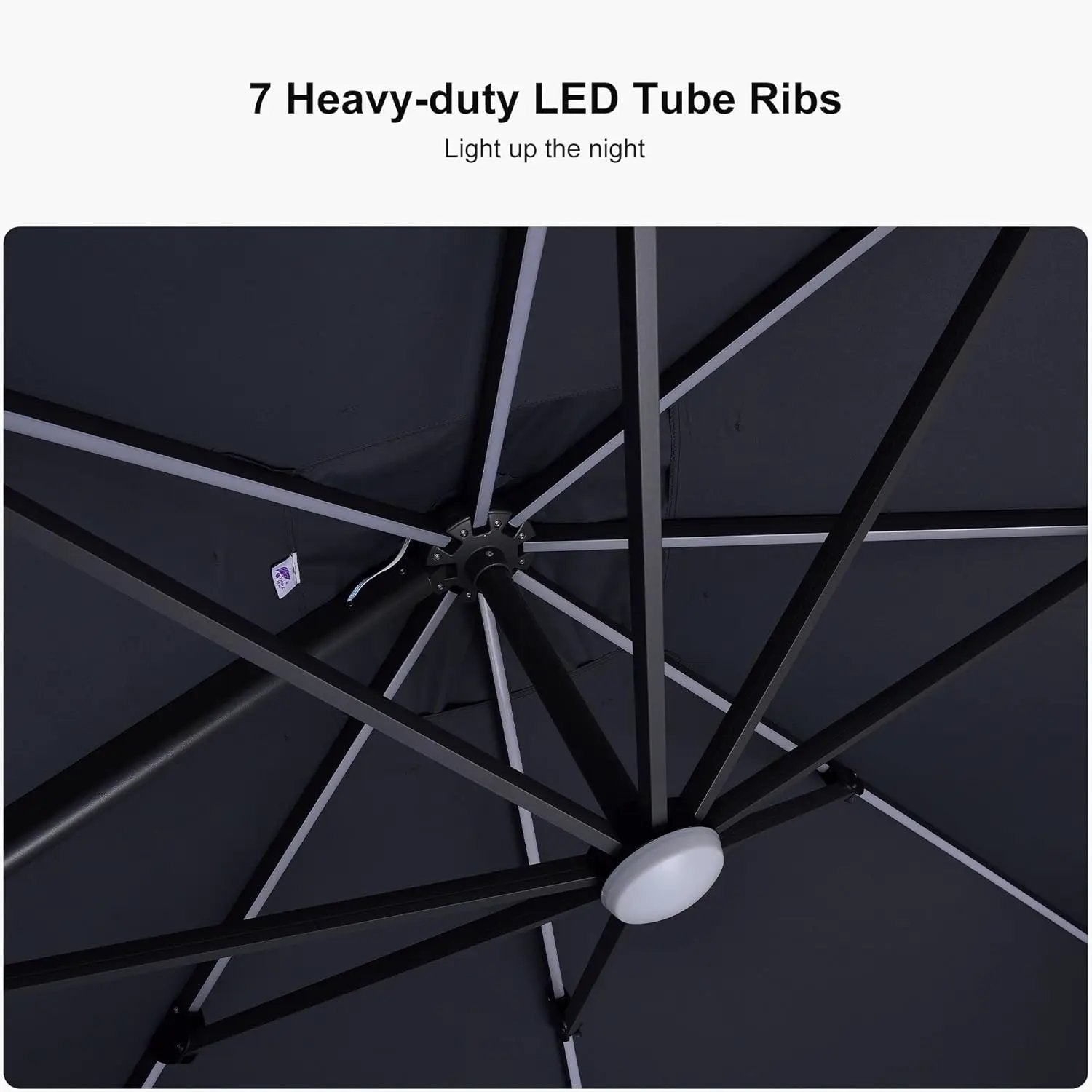 PURPLE LEAF 10 Feet Patio Umbrella Outdoor Cantilever Solar Powered LED Square Umbrella Aluminum Offset Umbrella with 360-degree Rotation for Garden Deck Pool Patio, Grey by GreenHaven Gardens