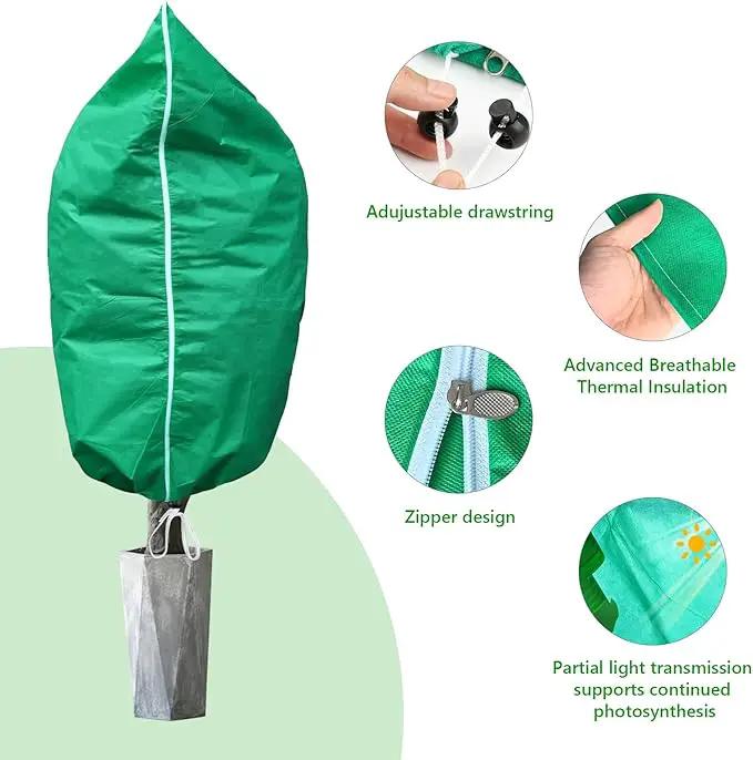 Plant Covers Freeze Protection – 2 Pack 95"x95" Extra Large Frost Blankets for Outdoor Plants, 2.4oz Heavy-Duty Tree Covers with Zipper & Drawstring – Reusable Winter Plant Freeze Cloth by GreenHaven Gardens