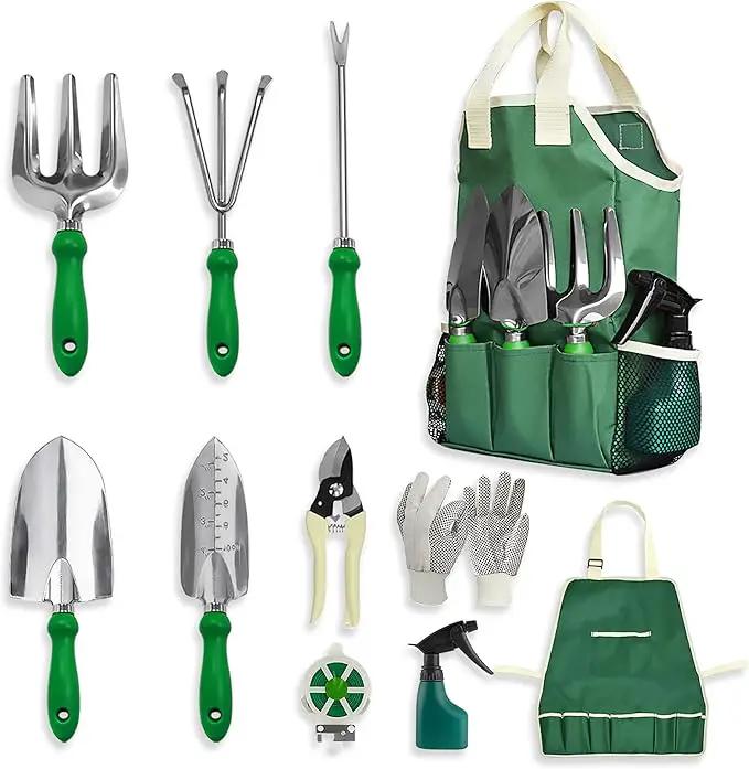 11-Piece Gardening Tool Set, Garden Tool Kit with Tote Bag, Adjustable Apron, and Gardening Accessories, Perfect Gardening Gifts for Women and Men by GreenHaven Gardens