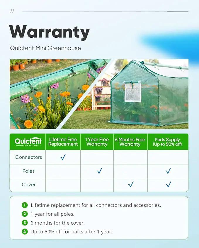 Quictent Portable Mini Cloche Greenhouse w/ Elevated Bottom, Large U-Shaped Zipper Mesh Door & 2 Side Screen Window Waterproof UV-Resistant Hot House for Indoor Outdoor, 95" x 36" x 36" (Green) by GreenHaven Gardens