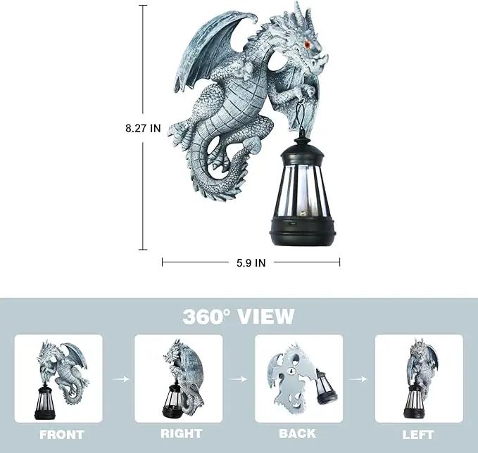 Solar Garden Decor Statues Figurine Dragon Garden Art for Patio Balcony Yard Lawn Unique Birthdays Gifts for Mom Grandma Women Wife Sister by GreenHaven Gardens