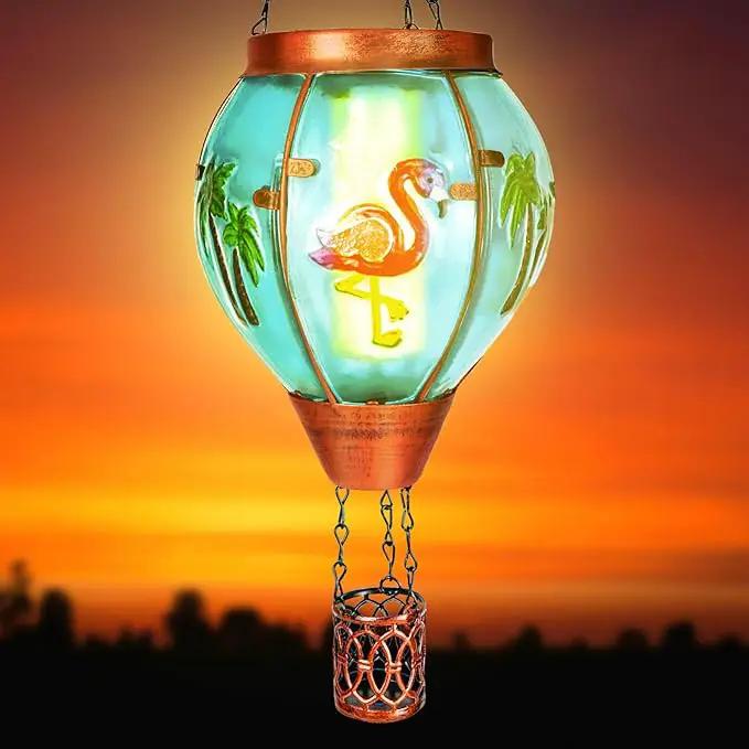 4 Pack Solar Hot Air Balloon Lantern with Flame， Flamingo Glass Solar Outdoor Lights Decorative for Outdoor Patio Garden Decor, Flamingo Gifts for Women Grandma Mom - Flamingo by GreenHaven Gardens