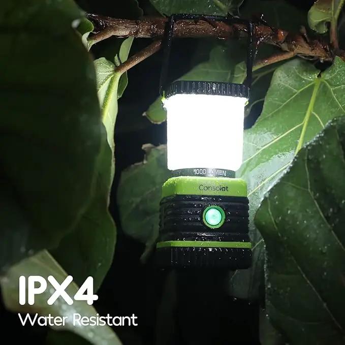LED Camping Lantern, Consciot Battery Powered Camping Lights, 1000LM, 4 Light Modes, IPX4 Waterproof Tent Lights, Portable Flashlight for Power Outages, Emergency, Hurricane, Hiking, 2-Pack by GreenHaven Gardens