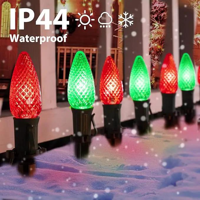 C9 LED Christmas Lights Outdoor with stakes, 25.7ft 20 LED Strawberry String Lights, Connectable Shatterproof Pathway Lights Marker for Path, Lane, Patio, Xmas Holiday Decorations, Red and Green by GreenHaven Gardens