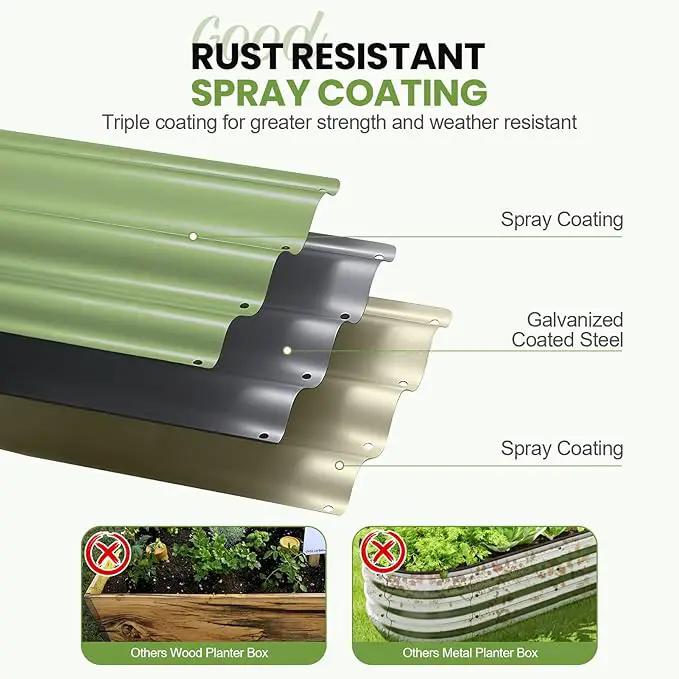 G GOOD GAIN Round Raised Garden Bed - 2Pcs 3x3x1ft Galvanized Steel Planter Boxes Outdoor with Rubber Edge Trim | Metal Raised Beds for Gardening Vegetables Flowers Fruits Herbs (Olive Green) by GreenHaven Gardens