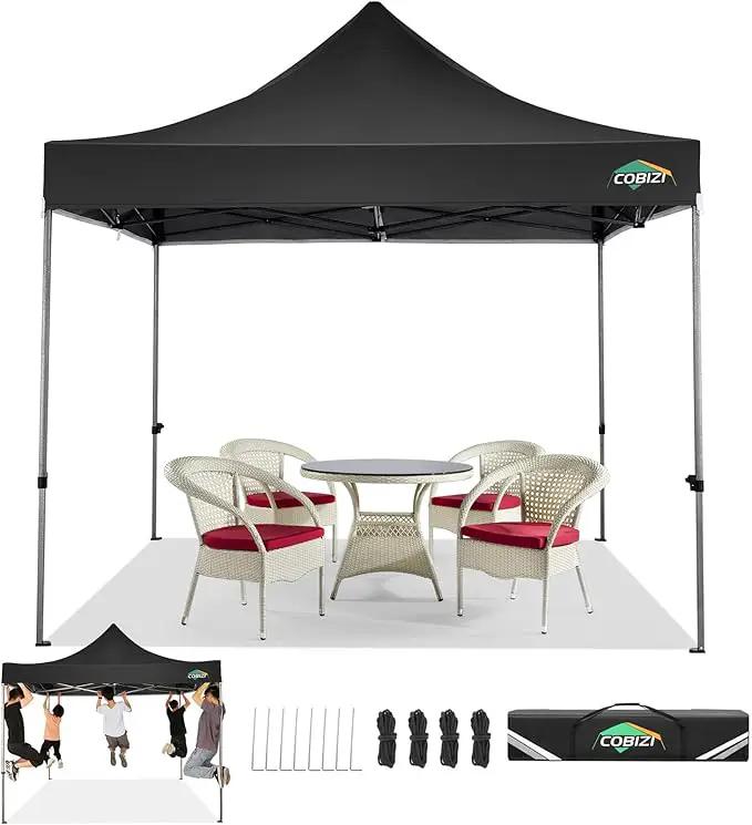 COBIZI 10x10 Pop Up Canopy Tent 10x10 Easy up Canopy, Heavy Duty Outdoor Canopy UPF 50+ All Weather Waterproof Instant Party Tents for Parties Gazebo with Handbag, Black(Windproof Upgraded) by GreenHaven Gardens