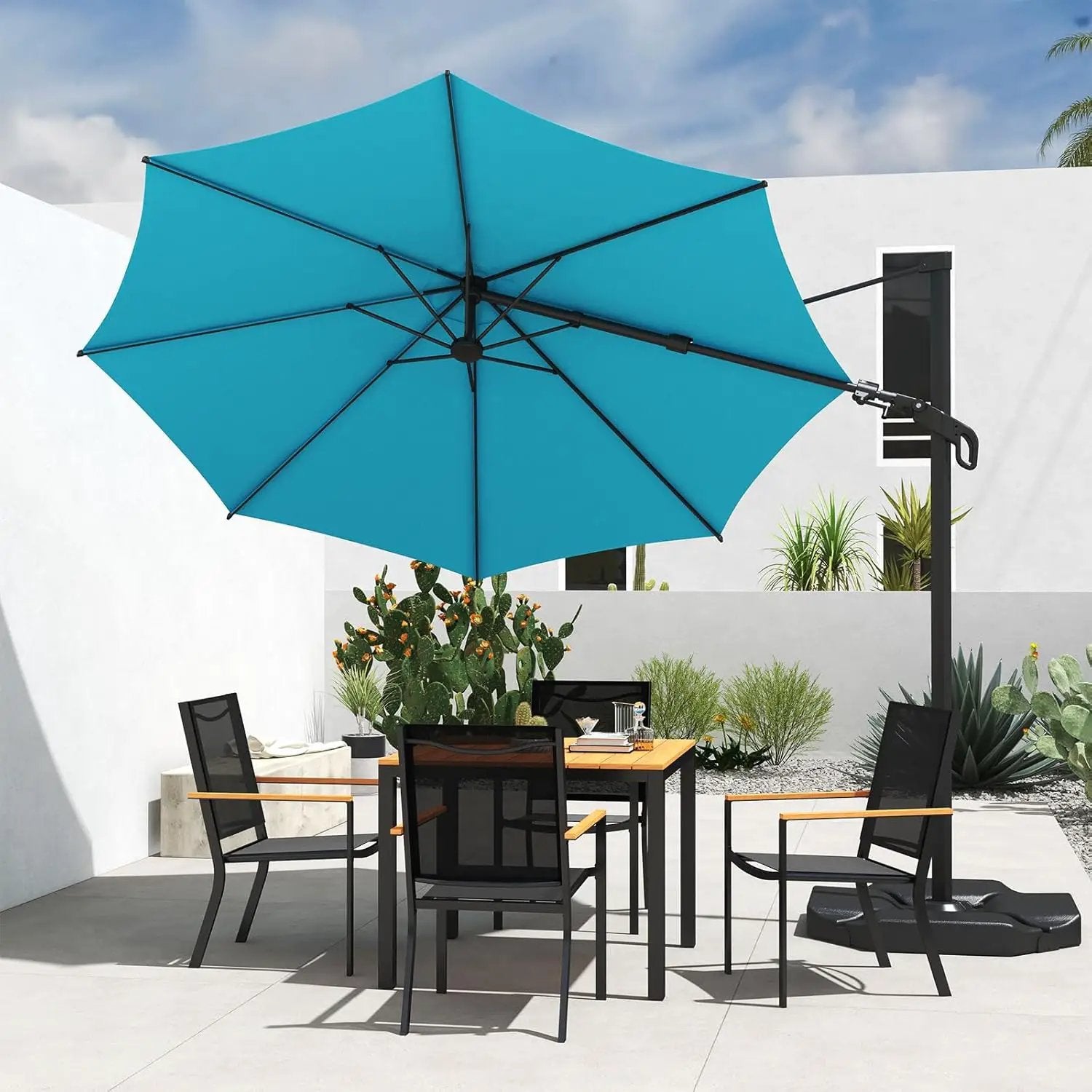 Abba Patio 10FT Vienna Offset Patio Umbrella Outdoor Cantilever Umbrella with 360° Rotation Design and Easy Tilt Adjustment UV 50+ Protection 8 Ribs for Backyard Garden Deck Pool Patio, Light Blue by GreenHaven Gardens