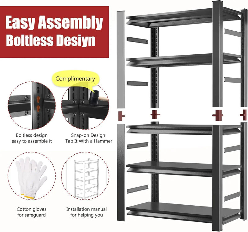 47.2" W Garage Shelving Heavy Duty Storage Shelves 5 Tier Adjustable Heavy Duty Shelving 4000LBS Metal Shelves for Garage Storage Rack Utility Rack Industrial Shelf 72" H x 47.2" W x 23.6" D by GreenHaven Gardens