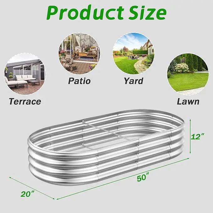 Galvanized Raised Garden Beds, 4x2x1ft Outdoor Raised Garden Boxes, Oval Large Bottomless Metal Elevated Garden Bed Planter Box for Vegetables, Fruits, Flower by GreenHaven Gardens