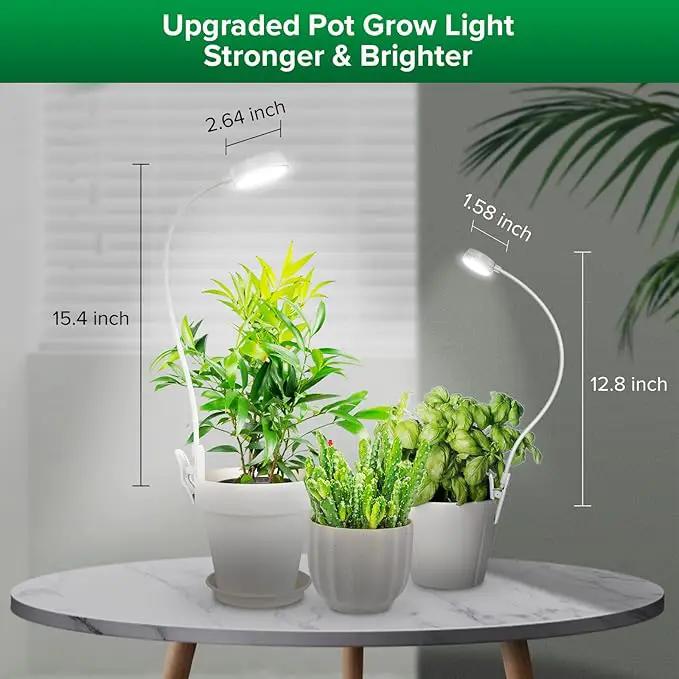 SANSI Grow Lights for Indoor Plants, Pot Clip LED Plant Light for Growing Full Spectrum, Plant Growing Lamp with 4-Level Dimmable, Auto On Off 3 6 12 Hrs Timer for Pot Plants, White 10W 3-Pack by GreenHaven Gardens