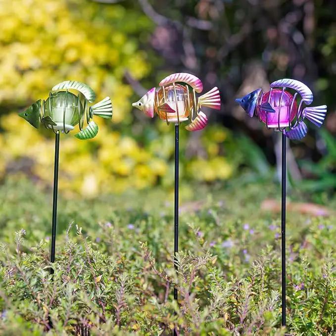 Outdoor Garden Solar Lights,3Pack Decorative Solar Lights for Garden Decor,Sea Fish Backyard Decor,Led Solar Lights with Stakes for Yard Landscape Patio(21.3''H) by GreenHaven Gardens