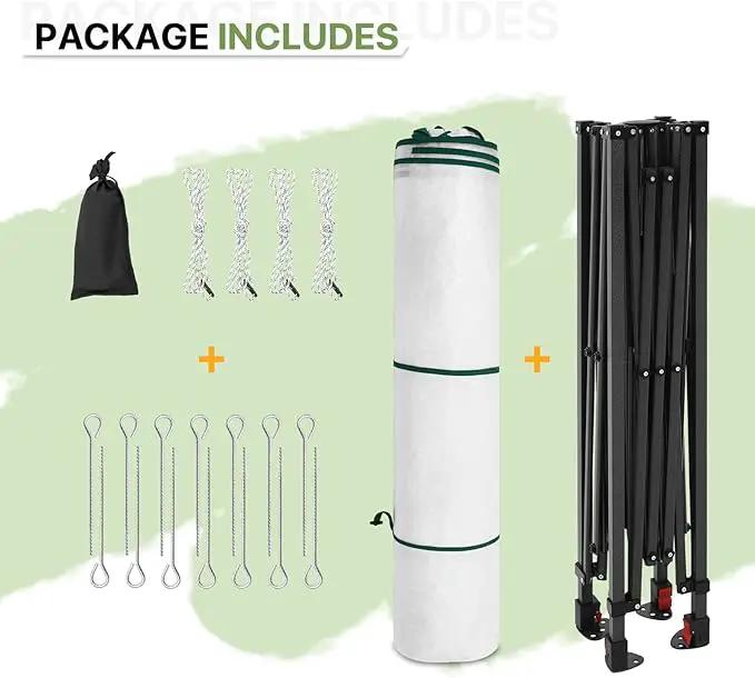 EAGLE PEAK 8x6 Portable Walk-in Greenhouse, Pop-up Indoor Outdoor Garden Green House, Zippered Doors and Windows, Heavy Duty Woven PE Top, White by GreenHaven Gardens
