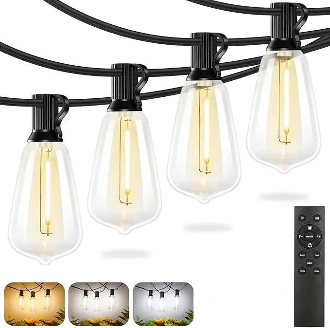 Brightever 60FT Outdoor String Lights with Remote, 3 Color in 1 LED String Lights for Outside with 19 Shatterproof ST38 LED Bulbs, 3 Modes 2 Timer Outside Lighting for Patio, Deck, 2700K/4000K/5000K by GreenHaven Gardens