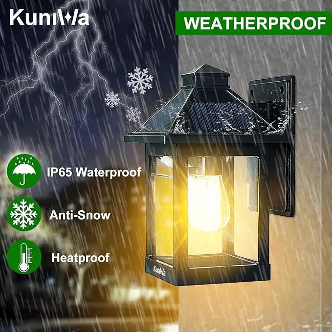 2 Pack Solar Wall Lantern Lights Outdoor Dusk to Dawn Motion Sensor Waterproof LED Wall Sconce Exterior Porch Light Fixtures Warm White, 3 Lighting Modes for Fence Patio Garage Garden Yard by GreenHaven Gardens