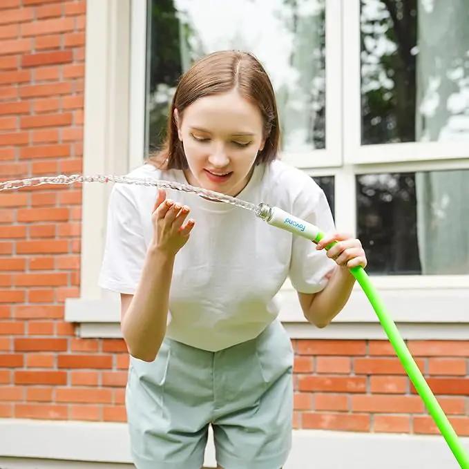 Fevone Garden Hose 50 ft, Heavy Duty Water Hose, Hybrid Polymer, Kink Resistance, Lightweight, Flexibility, Durability, Leak Free, Aluminum Fittings, 3/4" GHT, 5/8" ID, 600 Psi, Drinking Water Safe by GreenHaven Gardens