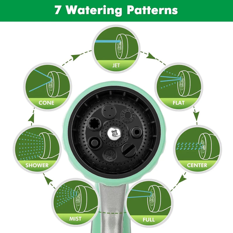 RESTMO Garden Hose Nozzle, Heavy Duty Metal Water Hose Nozzle with 7 Adjustable Spray Patterns, High Pressure Hand Sprayer with Flow Control, Best for Watering Plant & Lawn, Washing Car & Pet, Cyan by GreenHaven Gardens